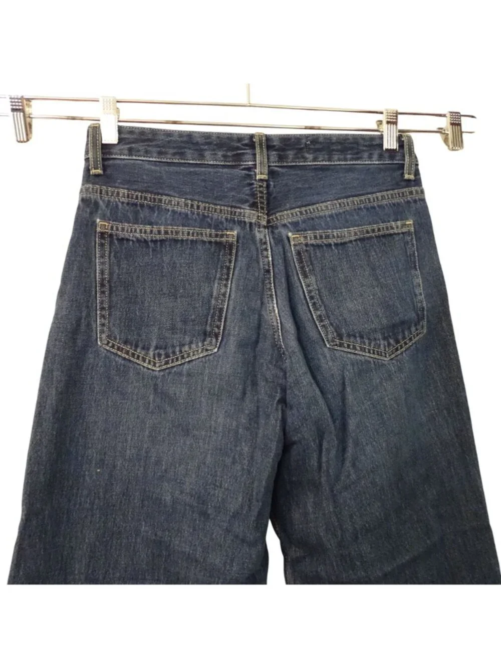 Zara Wide Leg Raw Hem Jeans Denim Blue Size 2 High Waist Boho Retro Streetwear - Picture 5 of 11